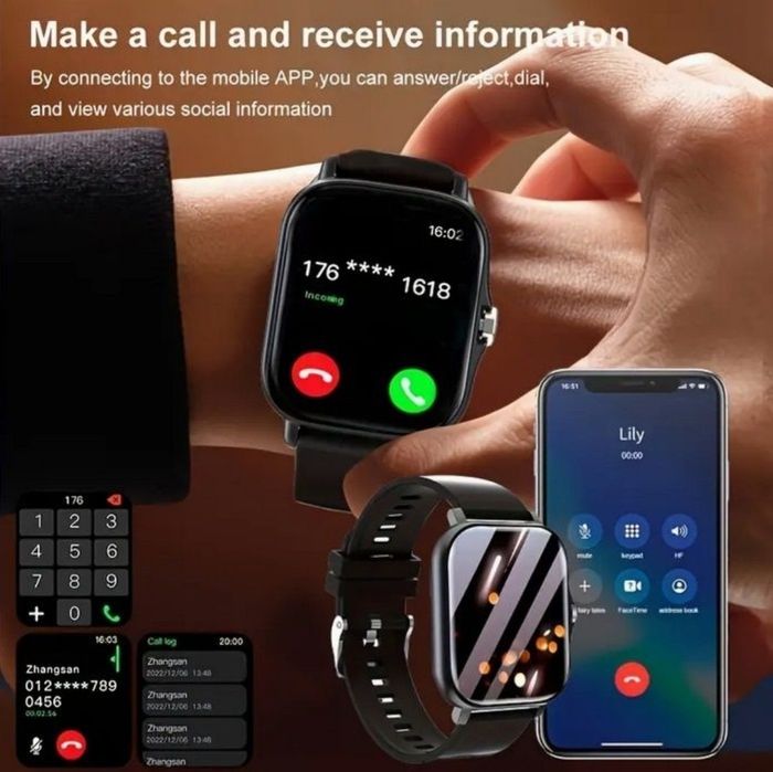 Ceas inteligent fitness unisex negru si alb model 2025 NOU