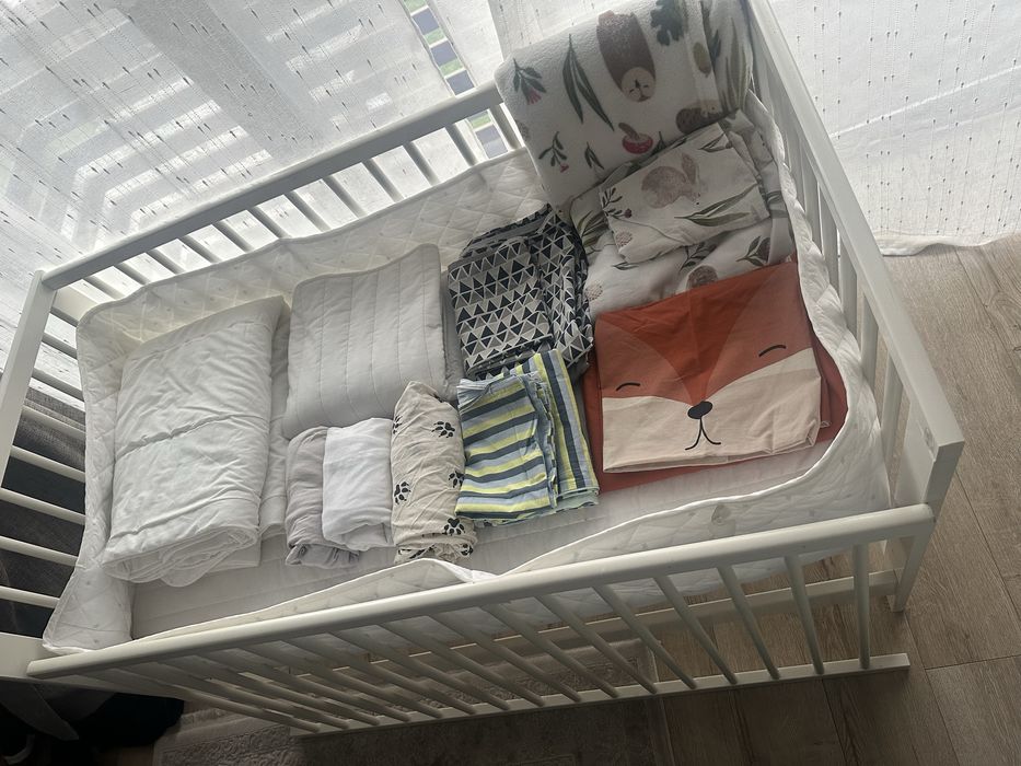 Pătuț IKEA GULLIVER + saltea cocos VYSSA + protecții – set complet