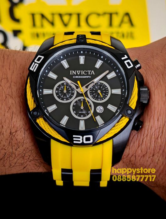 INVICTA Vanguard Yellow/Black 50mm, Инвикта нов ръчен часовник