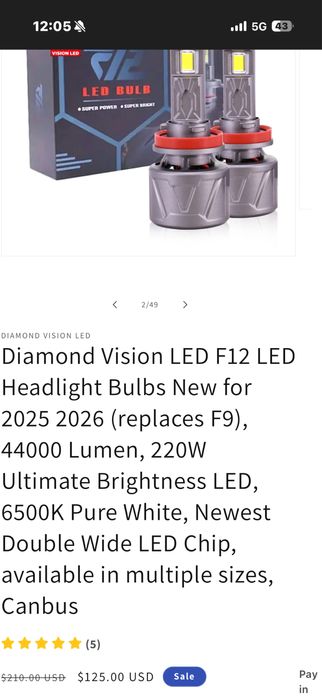 Nou 2026Becuri led Hb4 9006 Diamond Vision F12 220w 44000 lm 6500k