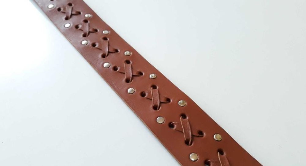 Curea piele naturala maro catarama lata