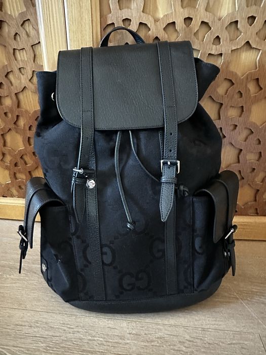 Rucsac Gucci  – negru, textil GG + piele naturală
