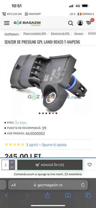 Vand senzor presiune G.P.L-Dacia Logan/Sandero/Mcv-