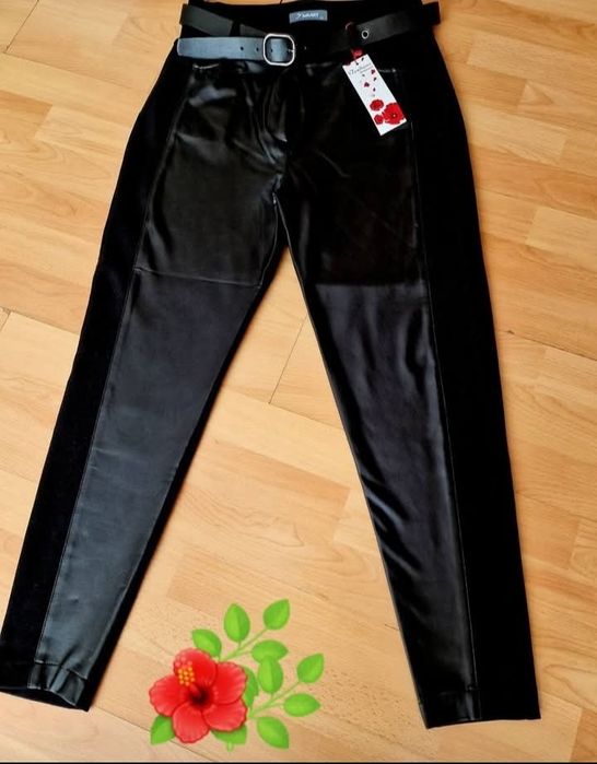Pantaloni dama insertii piele,calitate superioara,curea