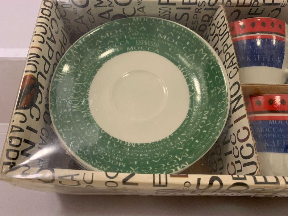 Set 6 cesti si  farfurioare ceramica pentru cafea, Home Zone, nou