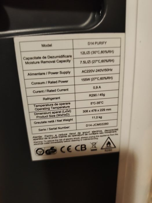 Dezumidificator D14 purify