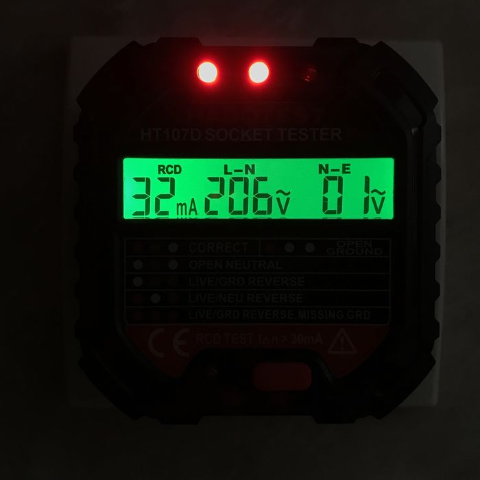 Тестер за контакти HT107D / RCD тест / Цифров дисплей / 48-250 V