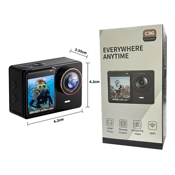 Екшън камера C36 - 4K/60FPS С WIFI водоустойчива до 30 m /SPK065/
