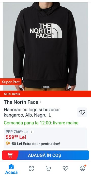 Hanorac The North Face Drew Peak 100% bumbac cu gluga măsura M/L (men)