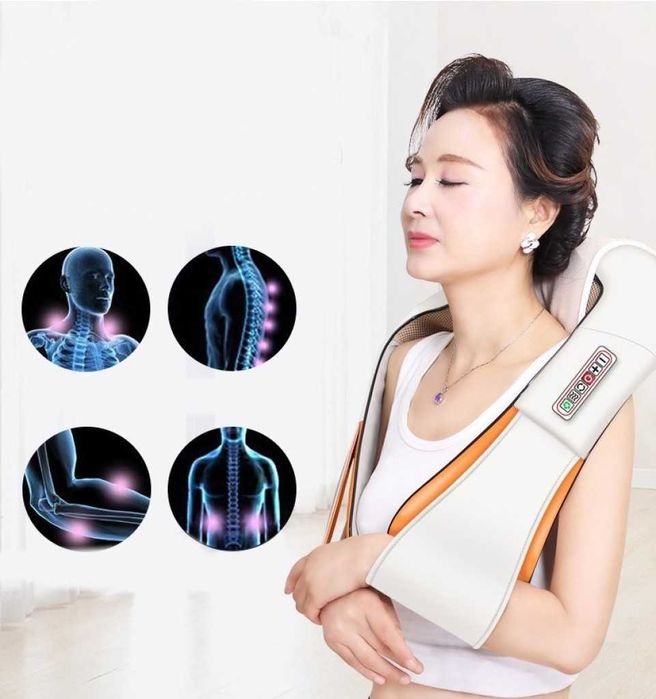 Шиацу 4D масажор за врат гръб плешки и рамене с функция затопляне