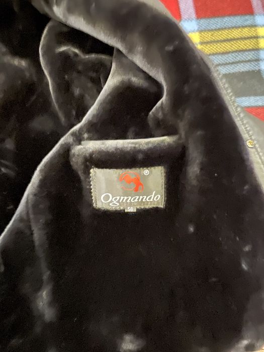 Мужское кожаное зимнее пальто