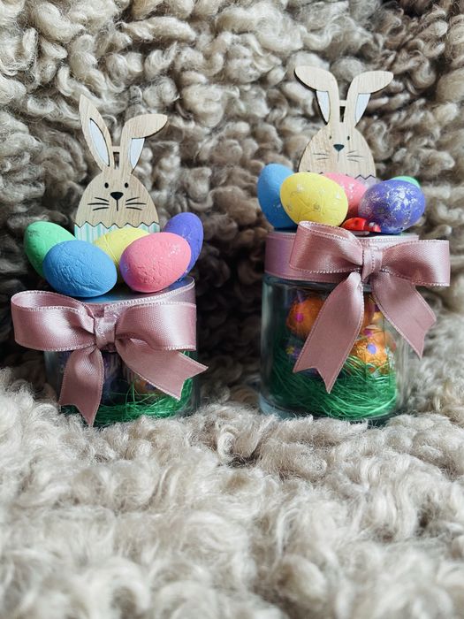 Cadou de Paște  Borcan handmade cu ouă de ciocolata  Mini & Mare