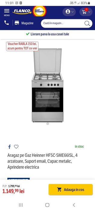 Vând aragaz heinner în stare perfecta