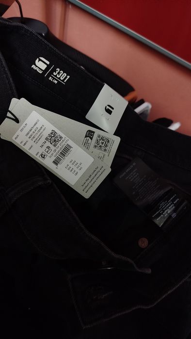 Оригинални дънки G-Star Raw 3301 Slim W33 W34 W36 W38 нови мъжки черни сиви