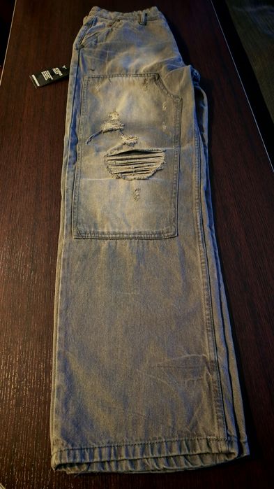 Blugi Boohooman Relaxed Rigid Dirty Wash Carpenter Jeans