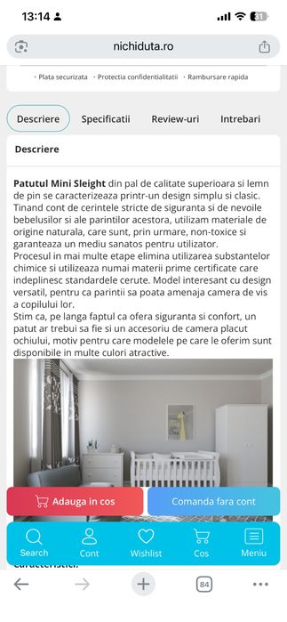 Patut copii Nichiduta + Saltea cocos