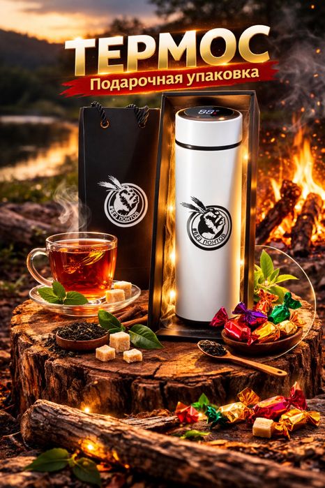 Термос белый черный