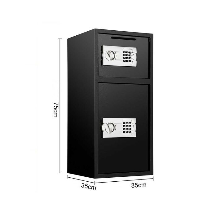 Seif din otel cu inchidere electronica, 2 chei, cifru, 75x 35x35 cm