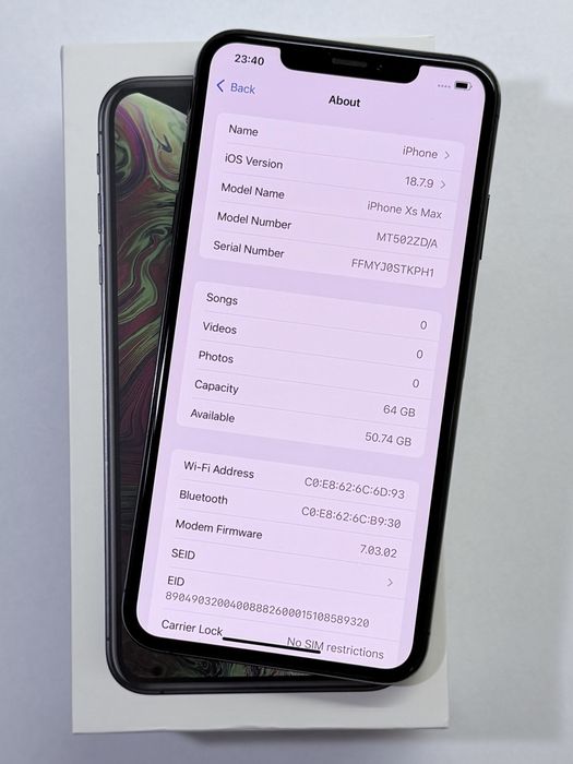 iPhone XS Max Black 93% battery