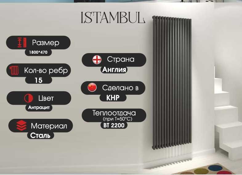 Вертикальный радиатор ZUM ISTAMBUL vertikalniy radiator ДИЗАЙНЕРСКИЙ