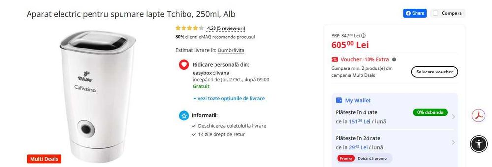 Aparat electric pentru spumare lapte cafea cappuccino Tchibo Cafissimo