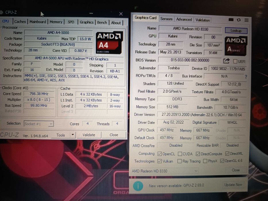 Laptop Toshiba Satellite C70d, quad core AMD A4 5000, video radeon HD8330, display mare 17,3 inch, 4gb ram