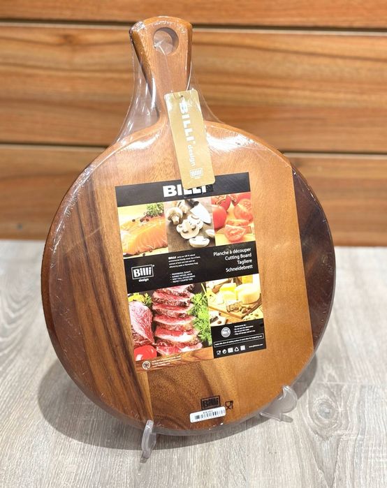 Доска разделочная деревянная Billi круглая с ручкой