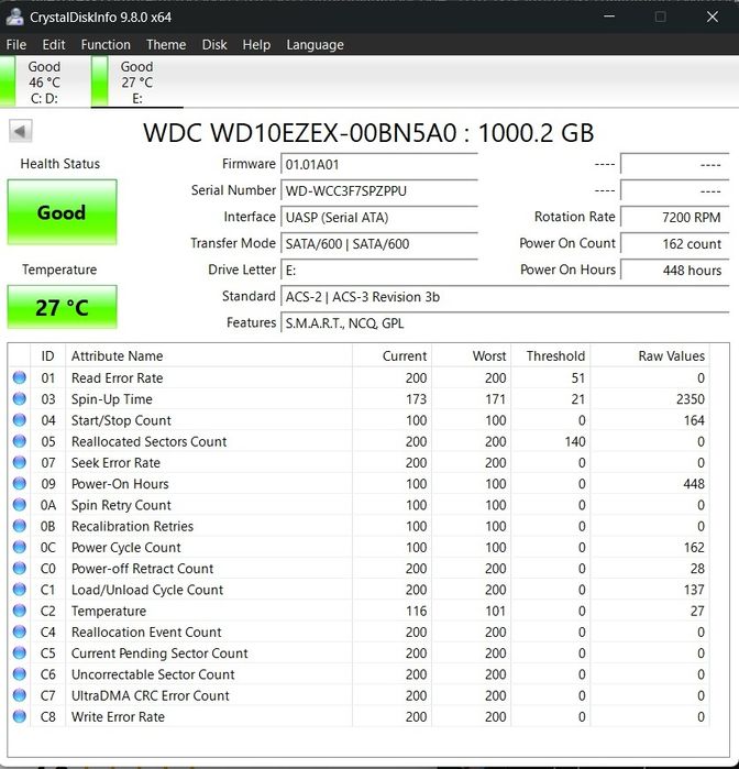 Hard Disk HDD 1TB WD Blue 3.5, 7200RPM – 100% sănătos, doar 448h, fără bad-uri - ca NOU
