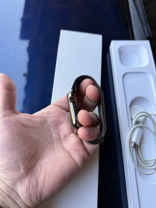 Apple watch stainless steel 45mm seria 7 inox safir