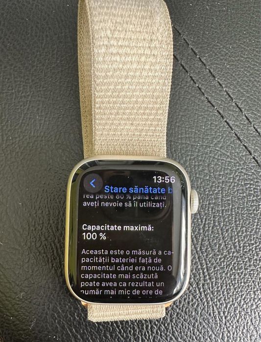 Apple Watch GPS + Cellular seria 9, 45 mm, cu Sport Loop Starlight