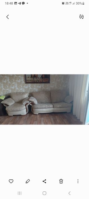 Продам диван+2 кресла, в отличном состоянии 50тыс самовывоз  КШТ