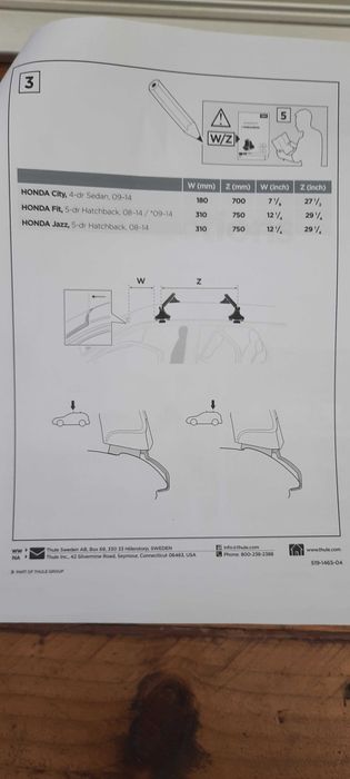 Греди на Thule за Хонда Джаз, 5D, 2008-2014