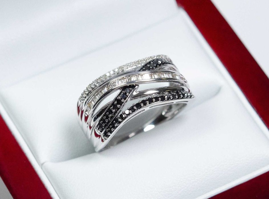 Inel argint 925 cu 1,25 carate diamante albe și negre