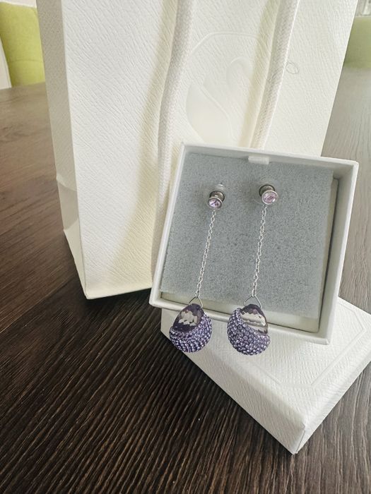 Оригинални Swarovski обеци 2в1 (мънички + висящи) - оригинална кутия