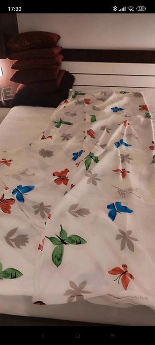 Lenjerie de pat, imprimeu fluturi, 100%bumbac satinat, nou