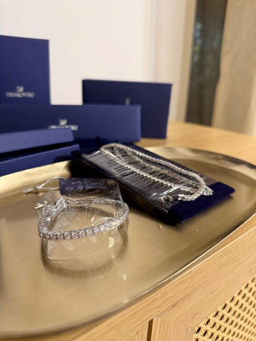 Colier si bratara Swarovski tennis Matrix set argintiu 2026
