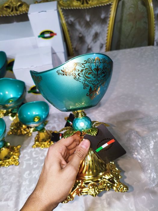 Набор богемной посуды (эмеральдный цвет)