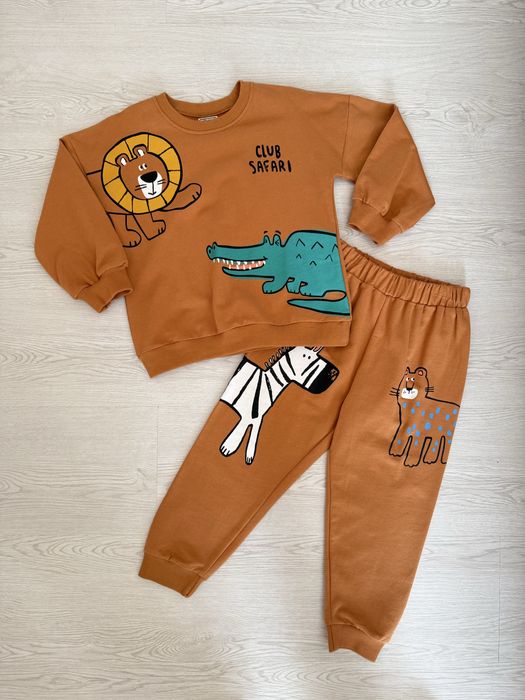 Комплект для мальчиков свитер и штаны из хлопка, для дома, сада