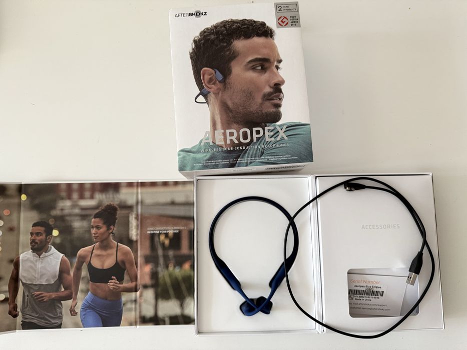Casti audio waterproof Shokz - Aeropex - unisex, culoarea Blue Eclipse