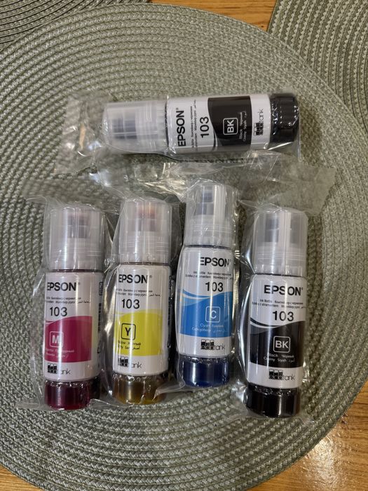 Комплект 4+1 бутилки с мастило за принтер Epson ecotank, 103, cmyk
