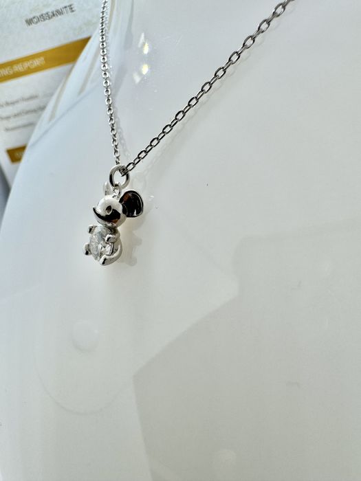 Сребърно колие с мойсанит (Диамамт) 0.5 карата