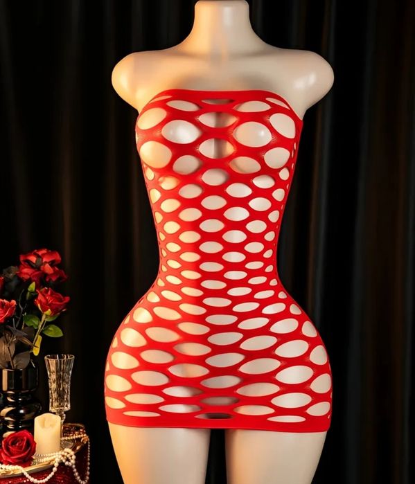 Еротична рокля мрежа два цвята