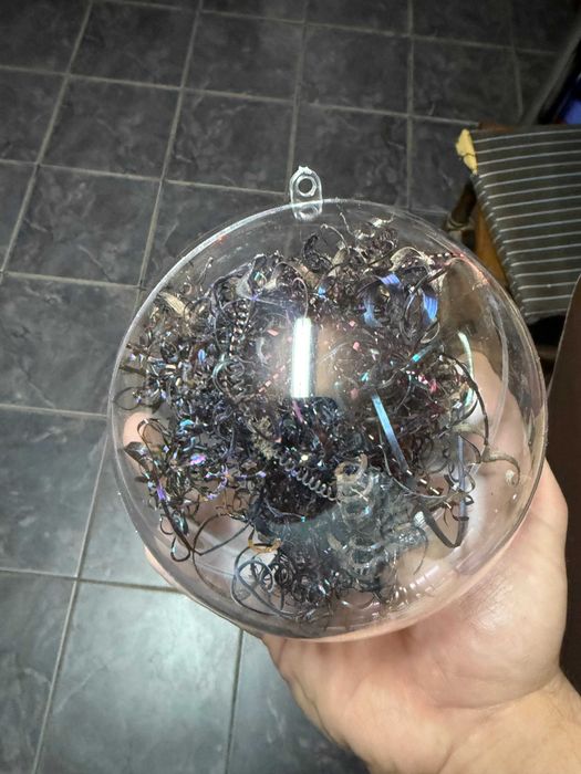 Globuri transparente de Crăciun cu șpan metalic - 10 cm, 10 bucăți