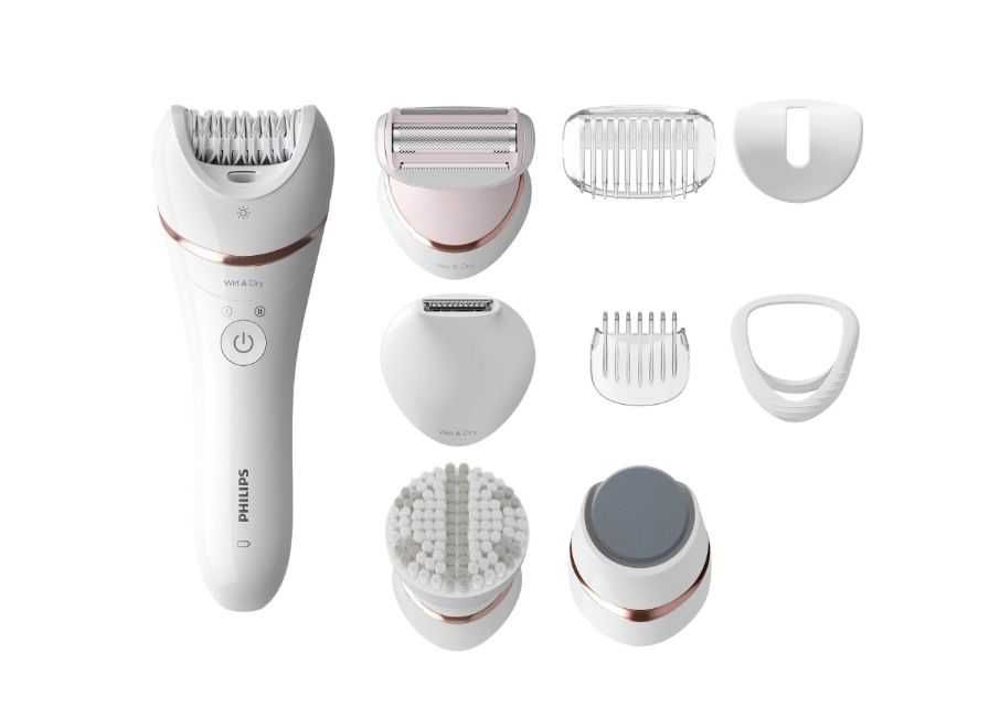 Epilator umed și uscat Philips BRE740/10, 9 accesorii, 32 pensete
