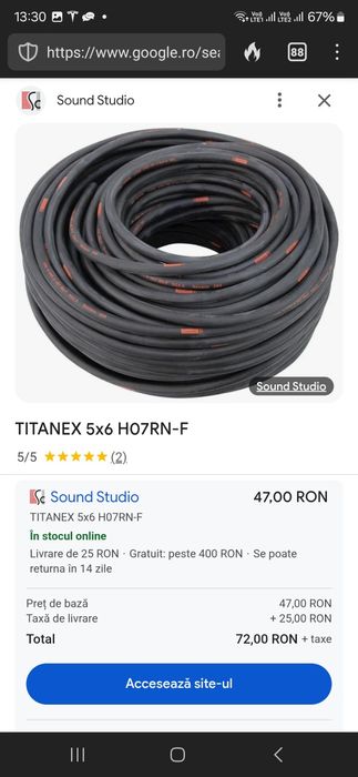 Cablu curent cupru 380v trifazic TITANEX 5x6 mm², black, H07RN-F 5G6 N