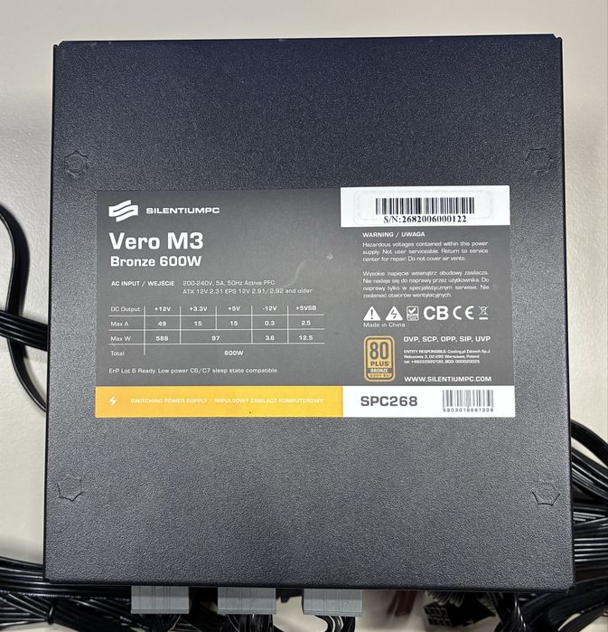 Sursa semi modulara SilentiumPC Vero M3 80 PLUS Bronze 600W