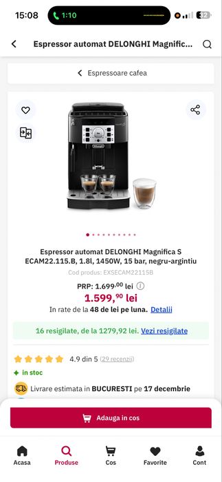 Espressor automat DeLonghi Magnifica S – NOU, SIGILAT - Cadou Craciun