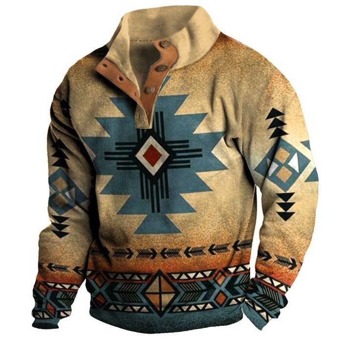 Джемпер-пуловер мужской утепленный с принтом из микрофибры