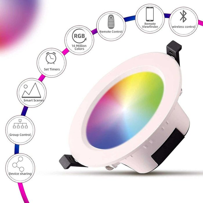 Set 4 Bec Spot LED incastrat 5W Bluetooth Smart Aplicatie Telecomanda