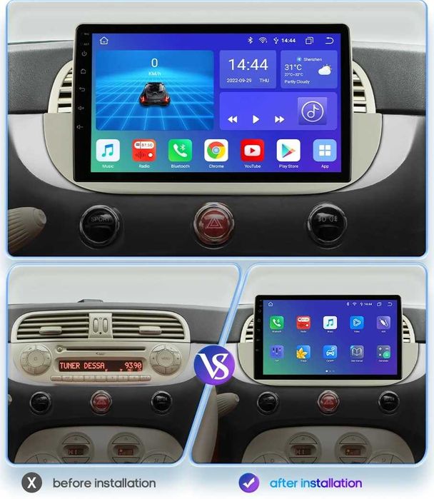 Мултимедия 9" за FIAT 500 312 Android 14 CARPLAY навигация